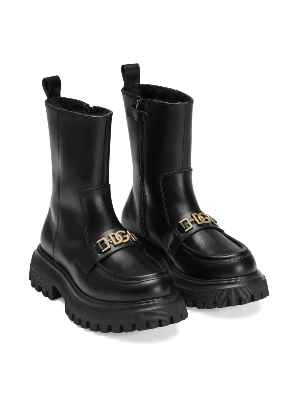 Dolce & Gabbana Kids Laarzen met chunky zool en kettingdetail Zwart