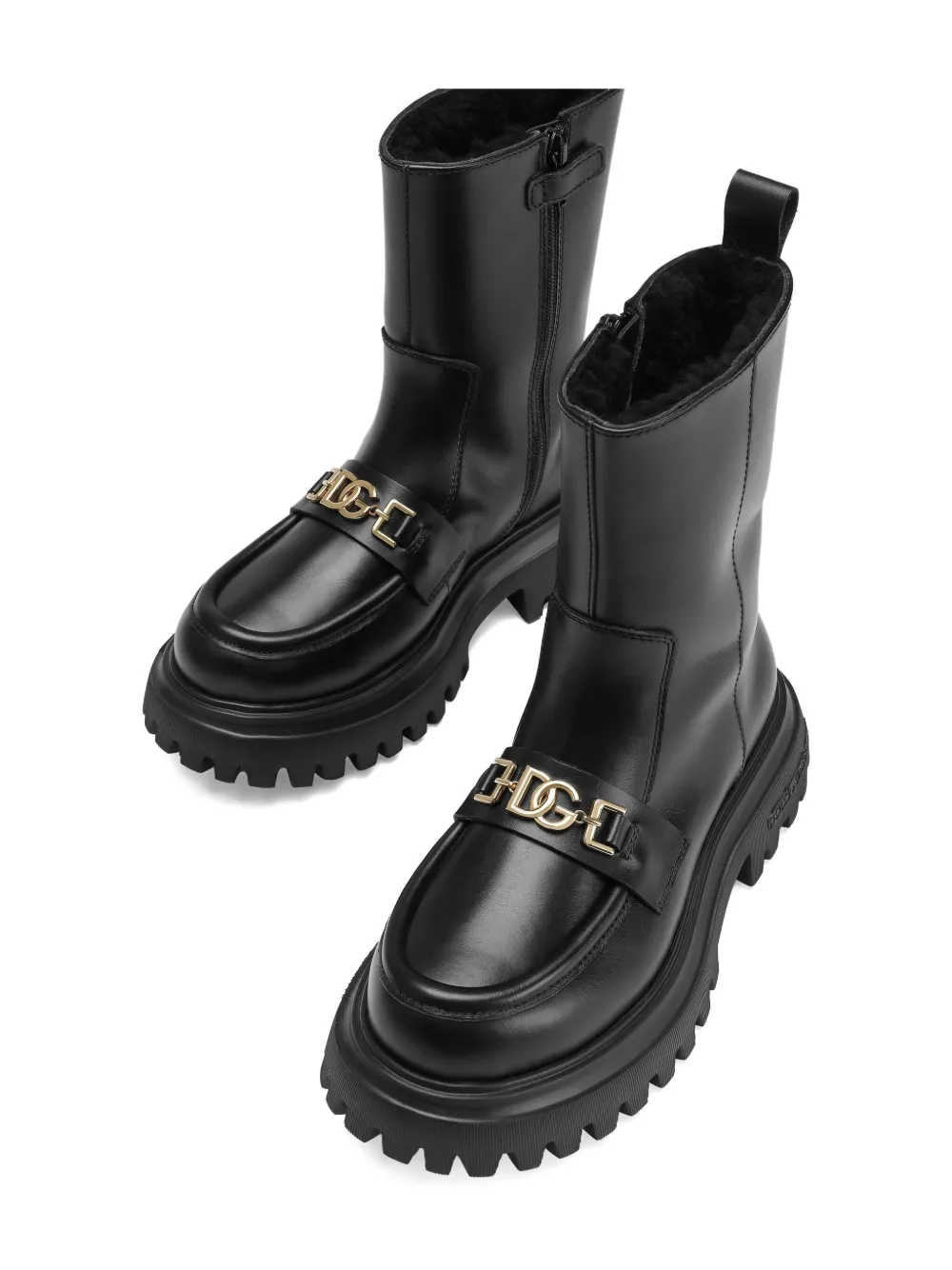 Dolce & Gabbana Kids Laarzen met chunky zool en kettingdetail Zwart