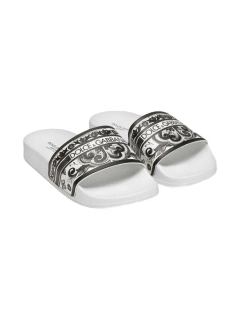 Dolce & Gabbana Kids flip flops con estampado Mayólica