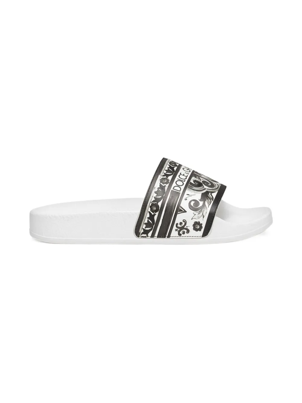 Dolce 
Gabbana Kids Majolica-print slides Black