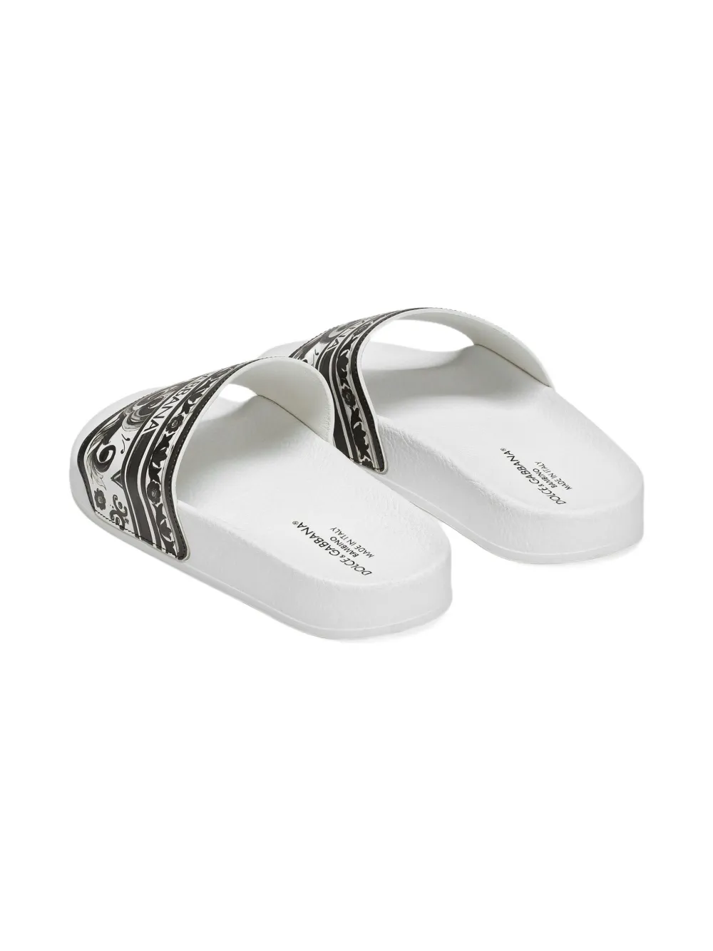 Dolce 
Gabbana Kids Majolica-print slides Black
