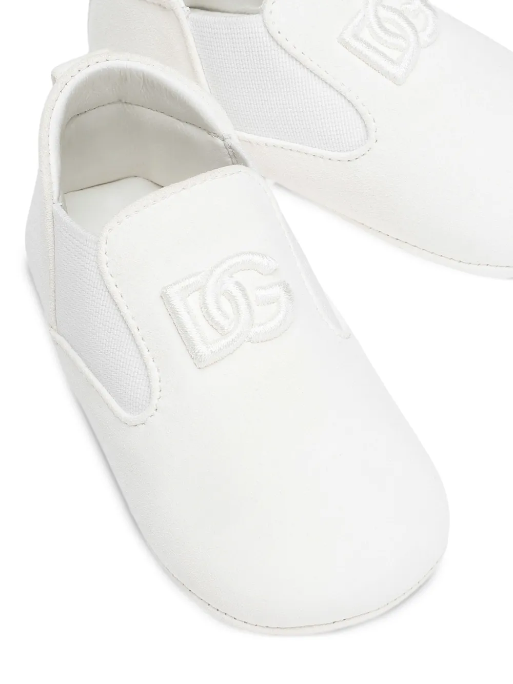 Dolce 
Gabbana Kids leather pre-walkers White