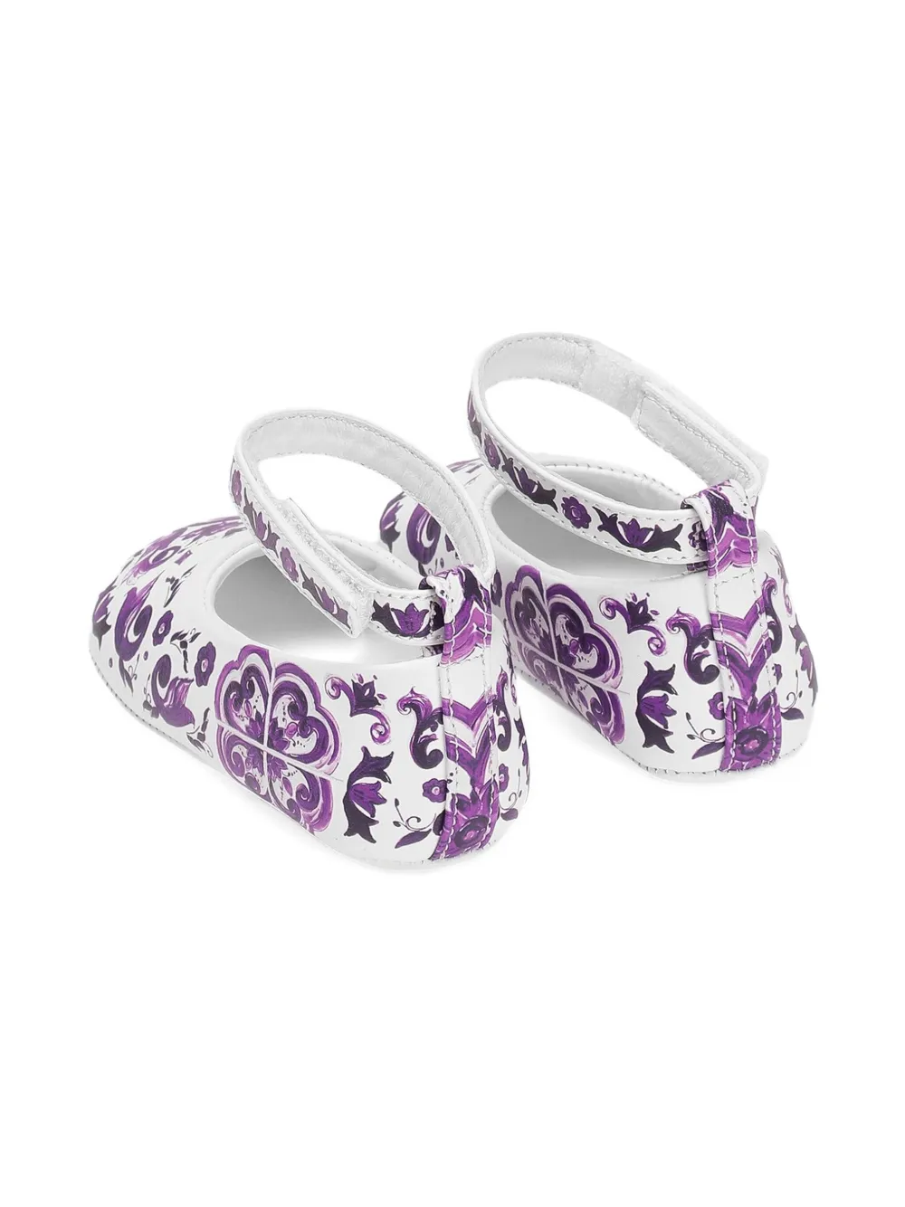 Dolce & Gabbana Kids Majolica-print ballerina shoes White