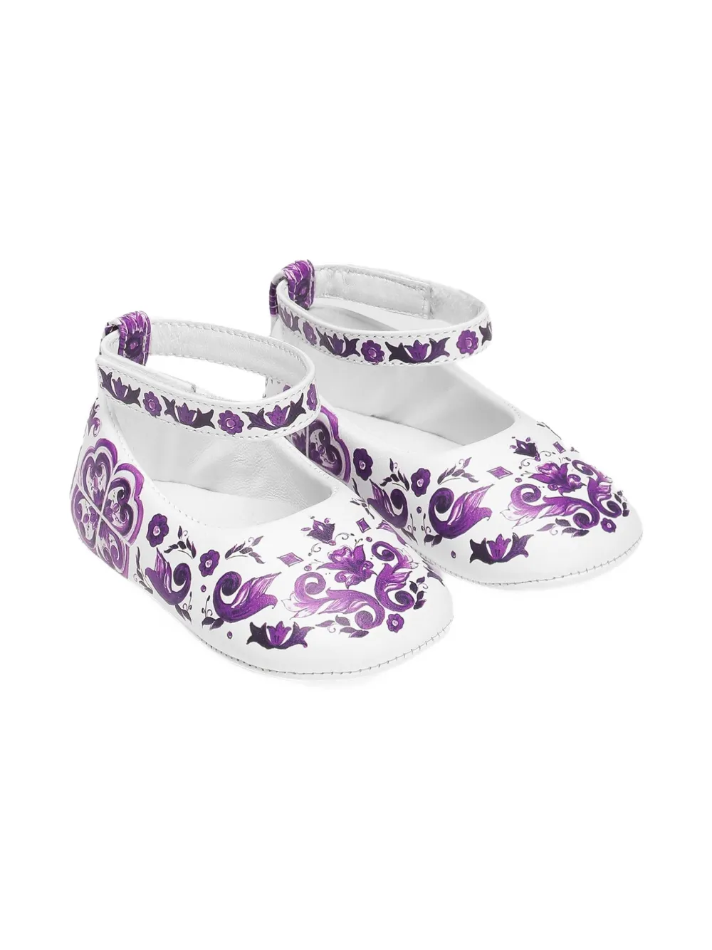 Dolce & Gabbana Babies' Majolica-print Ballerina Shoes