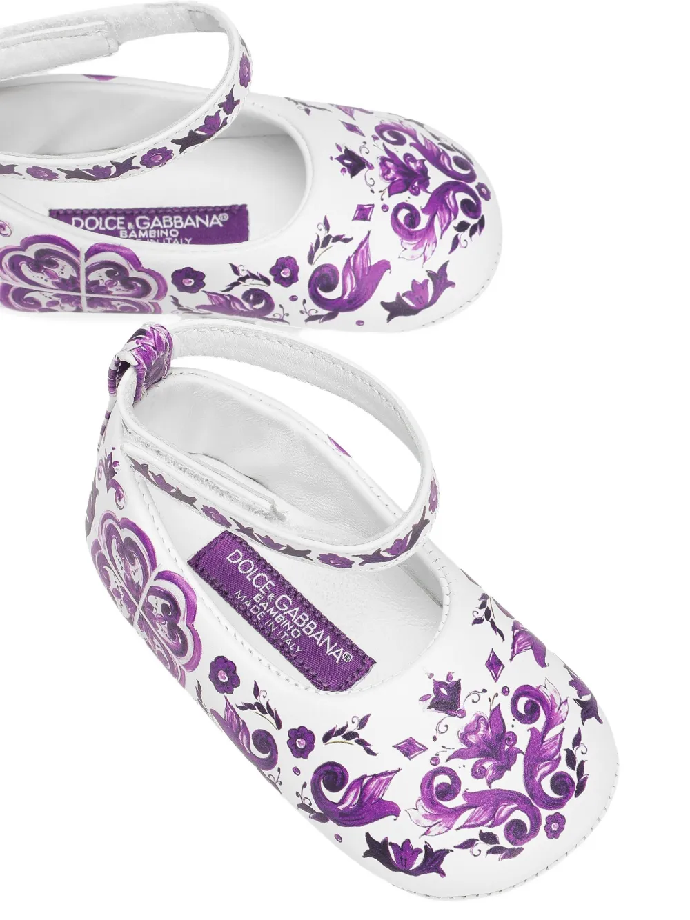 Dolce & Gabbana Kids Majolica-print ballerina shoes White