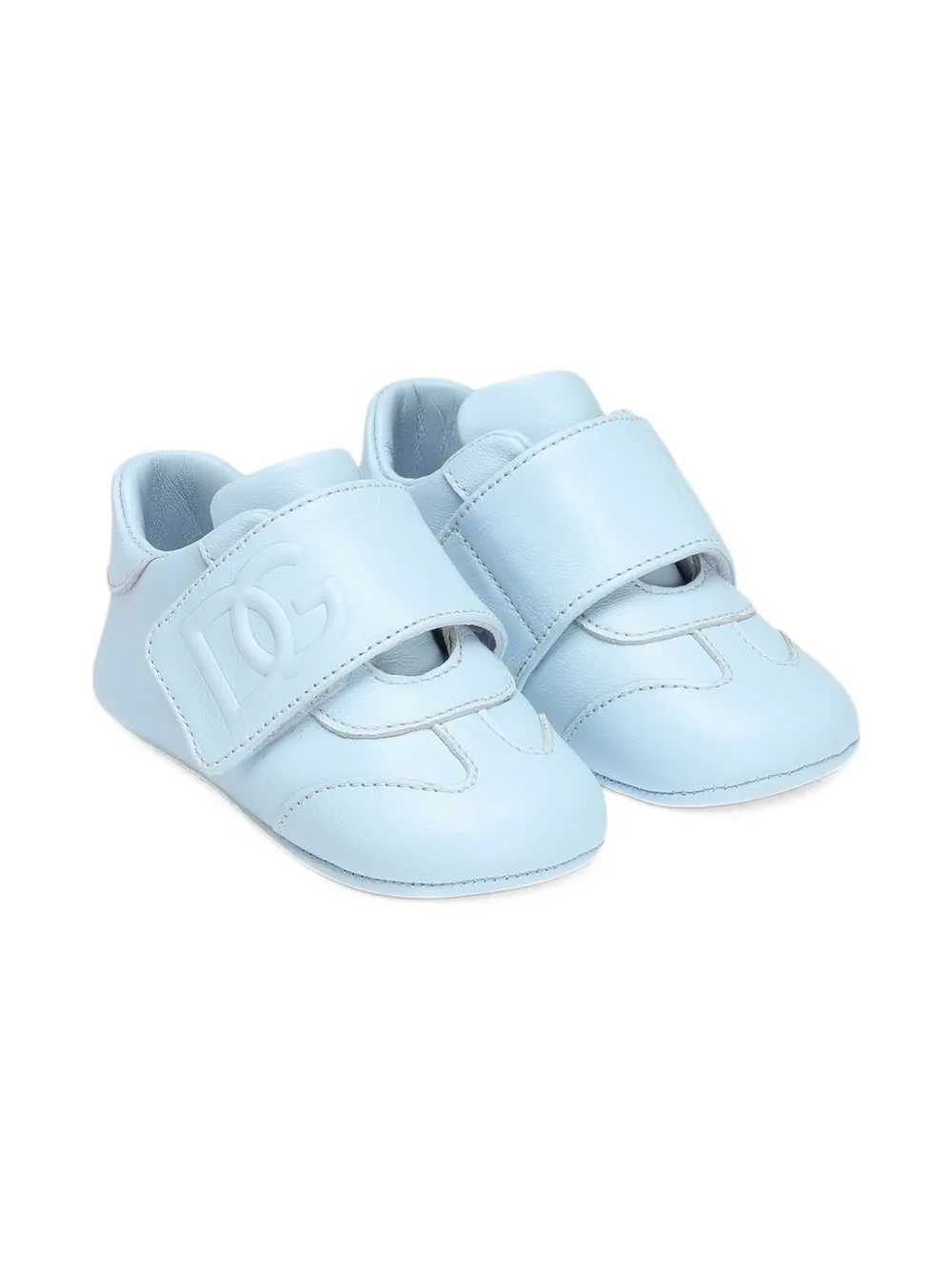 Dolce & Gabbana Kids logo-embossed strap-detail sneakers Blue