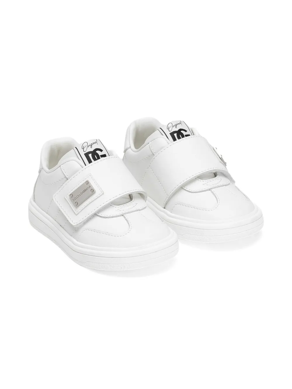 Dolce & Gabbana Kids velcro-strap leather sneakers - Wit