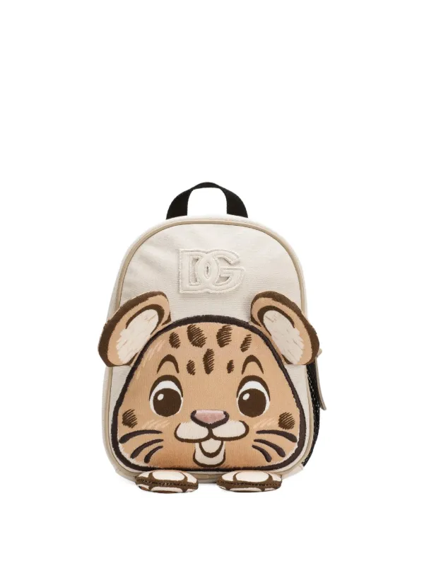 Dolce Gabbana Kids Leopard Face Backpack Neutrals