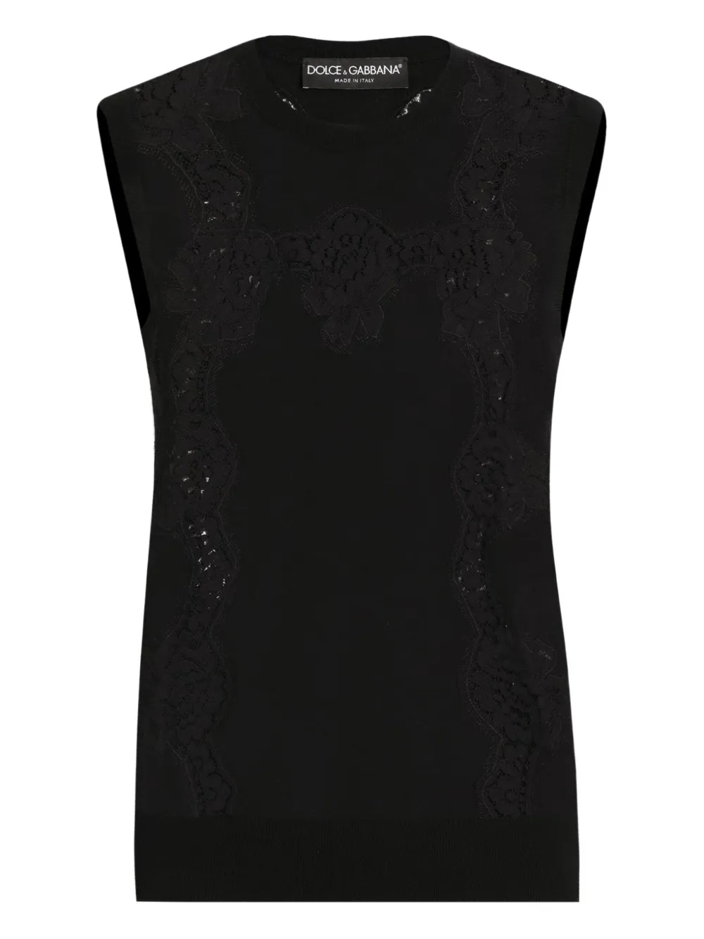 Dolce & Gabbana lace-panel sleeveless top Zwart