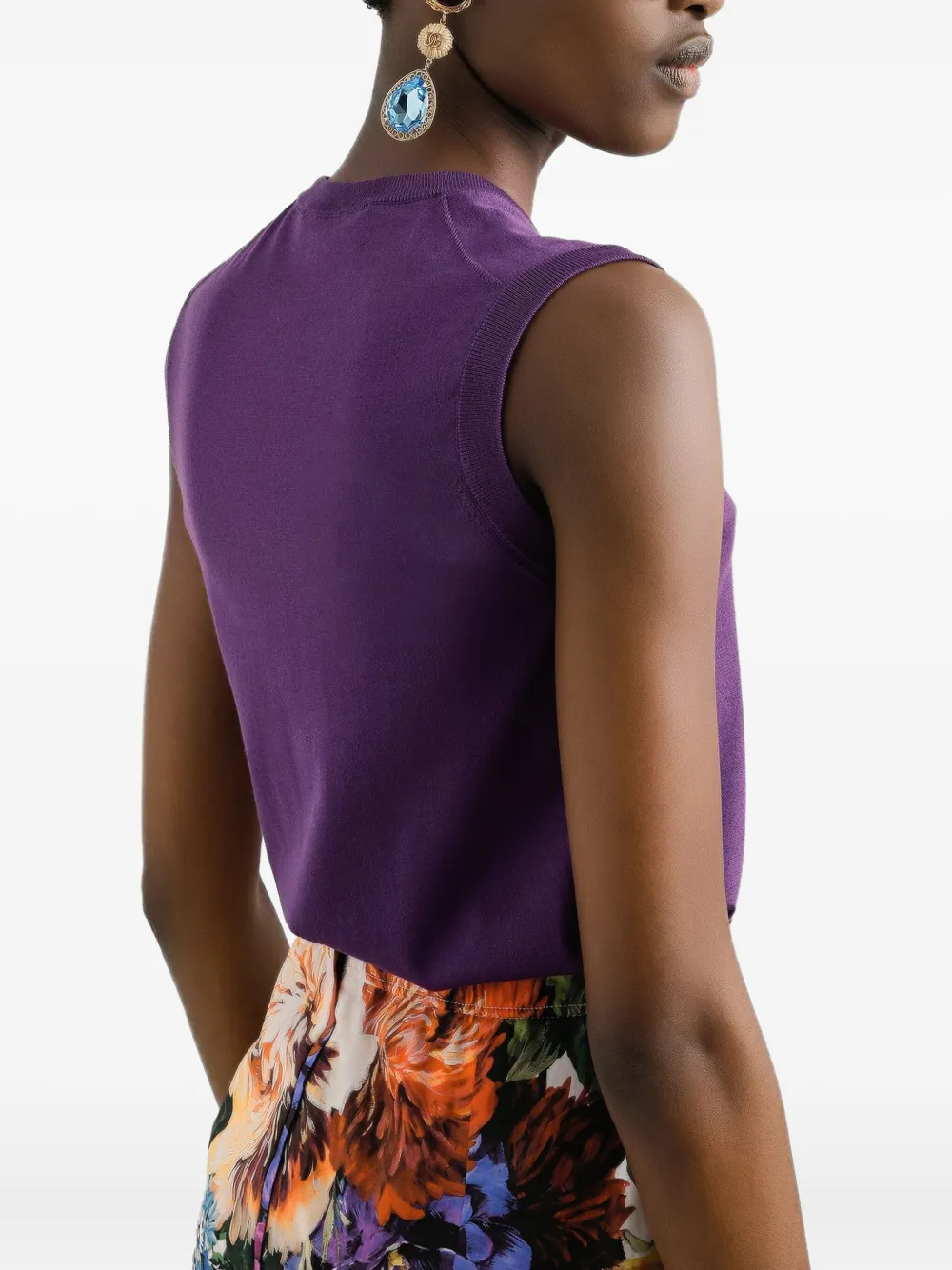 Dolce & Gabbana Silk Tank Top With Flower Brooch