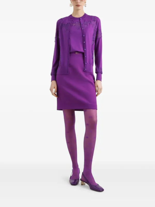 Dolce & Gabbana Wool lace-inlay Tank Top | Purple | FARFETCH