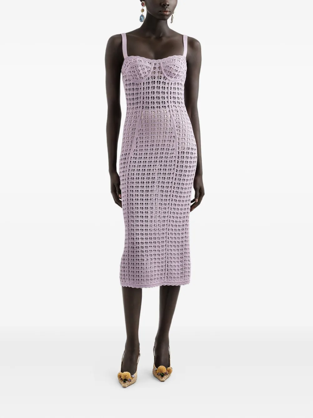 Dolce & Gabbana Opengebreide midi-jurk - Paars
