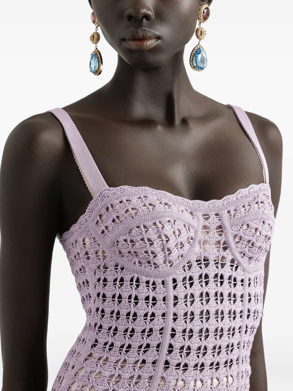 Dolce & Gabbana Opengebreide midi-jurk Paars