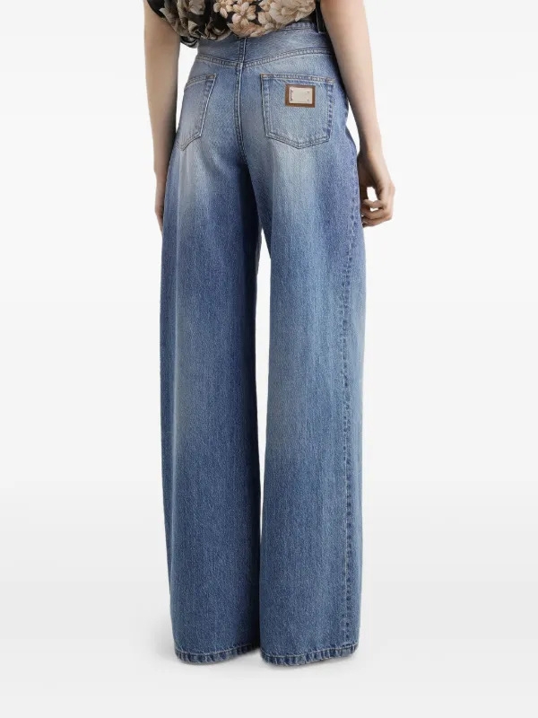 Dolce & Gabbana Calça Jeans Com Detalhe De Vinco | Azul | FARFETCH BR