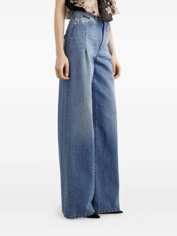 Dolce & Gabbana Calça Jeans Com Detalhe De Vinco | Azul | FARFETCH BR