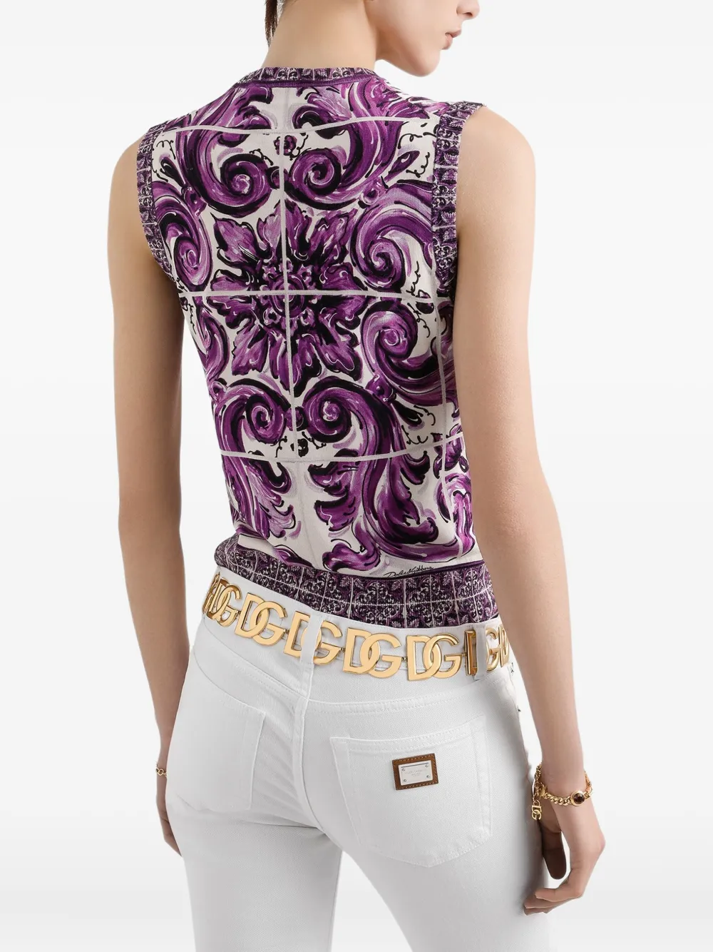Dolce & Gabbana Zijden top met Majolica-print Wit