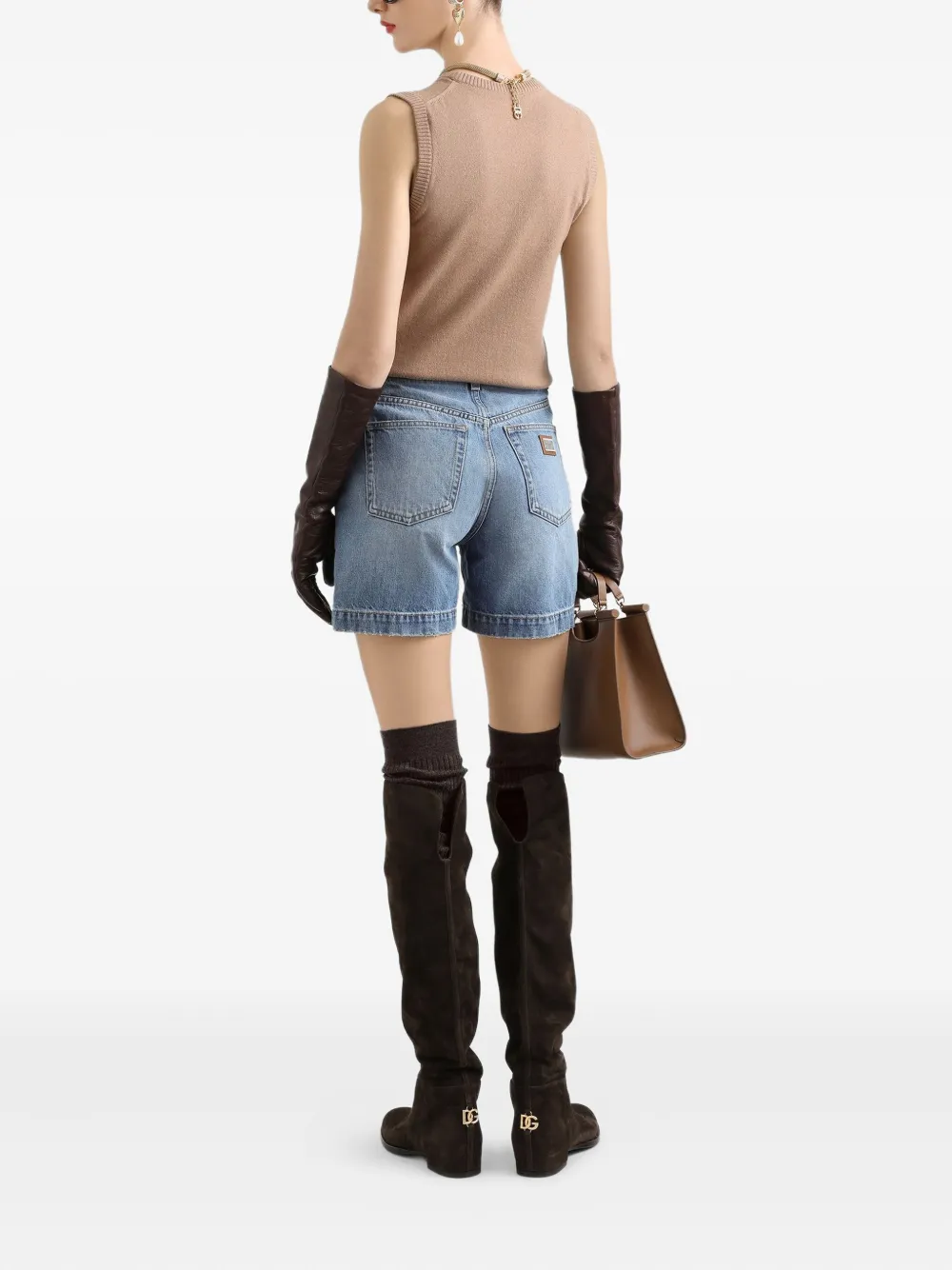 Dolce & Gabbana Mouwloze top met ronde hals Bruin