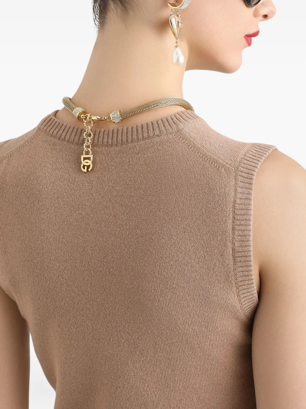 Dolce & Gabbana Mouwloze top met ronde hals Bruin