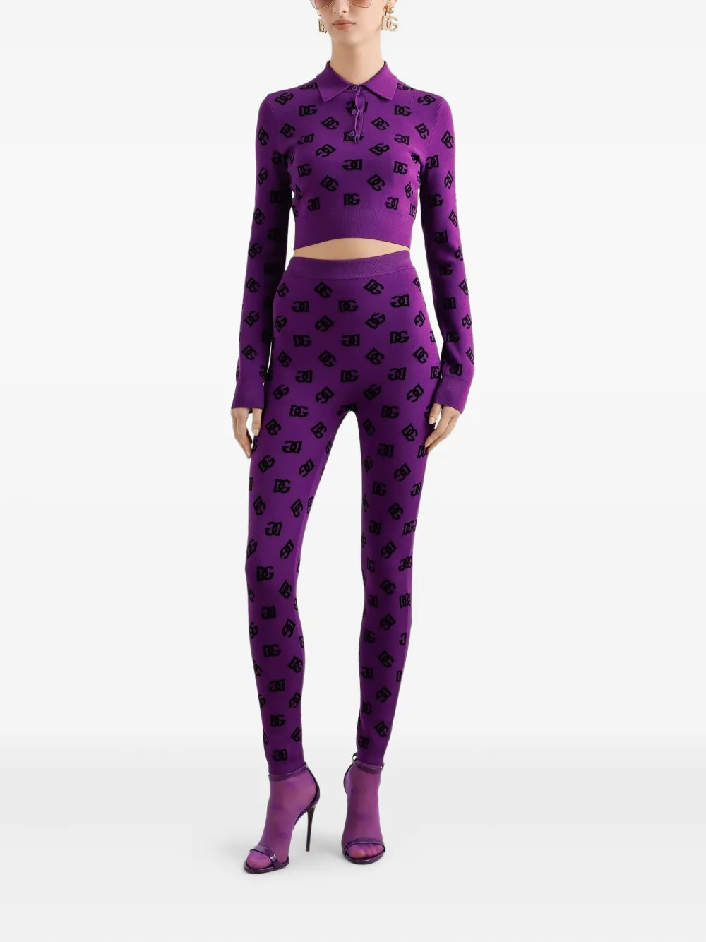 Dolce & Gabbana Legging met logopatroon Paars