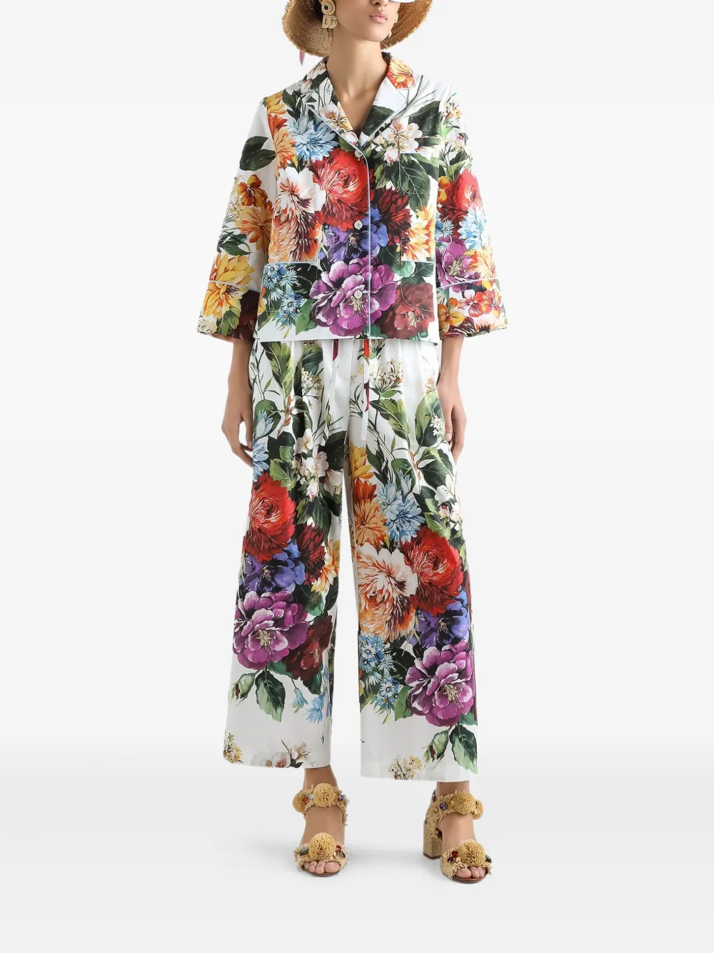 Dolce & Gabbana Broek met bloemenprint - Wit