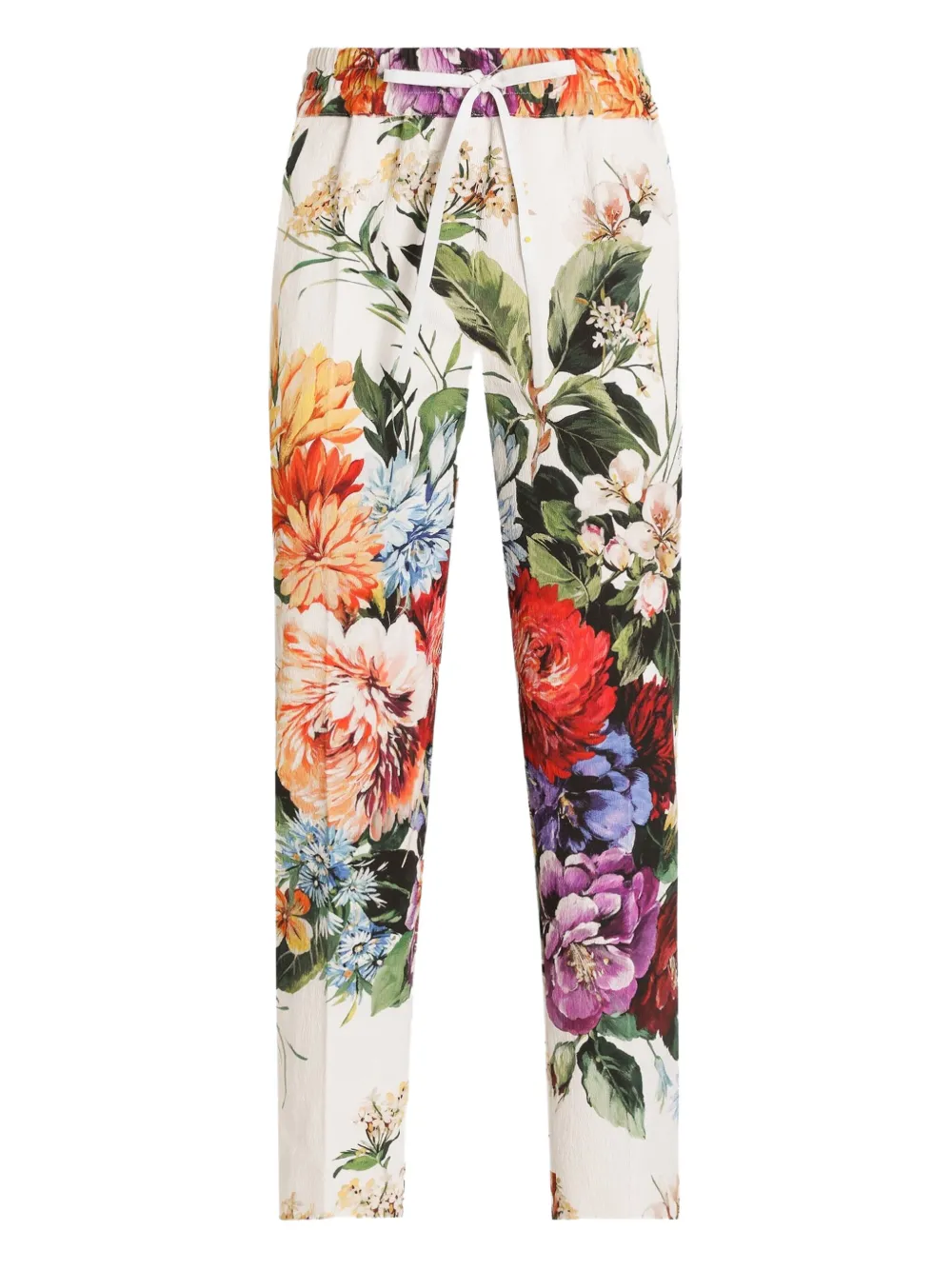 floral-print trousers