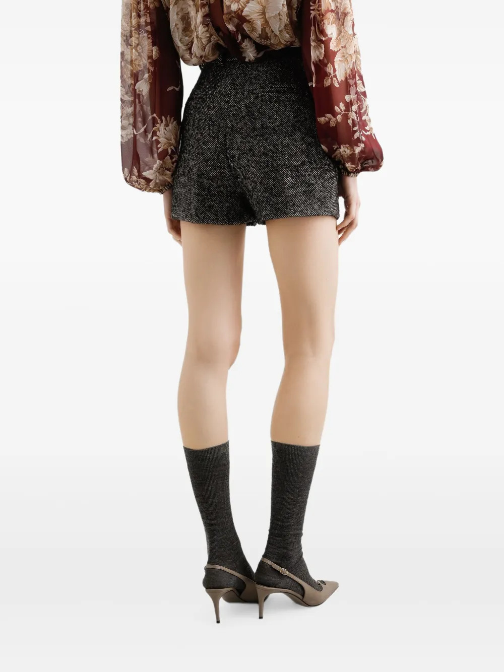 Dolce & Gabbana Tweed shorts met visgraatpatroon Zwart