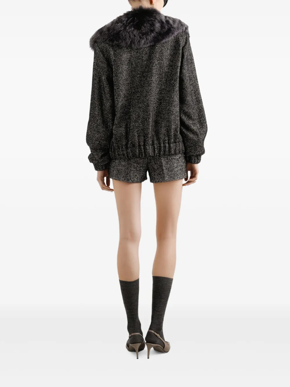 Dolce & Gabbana Tweed shorts met visgraatpatroon Zwart