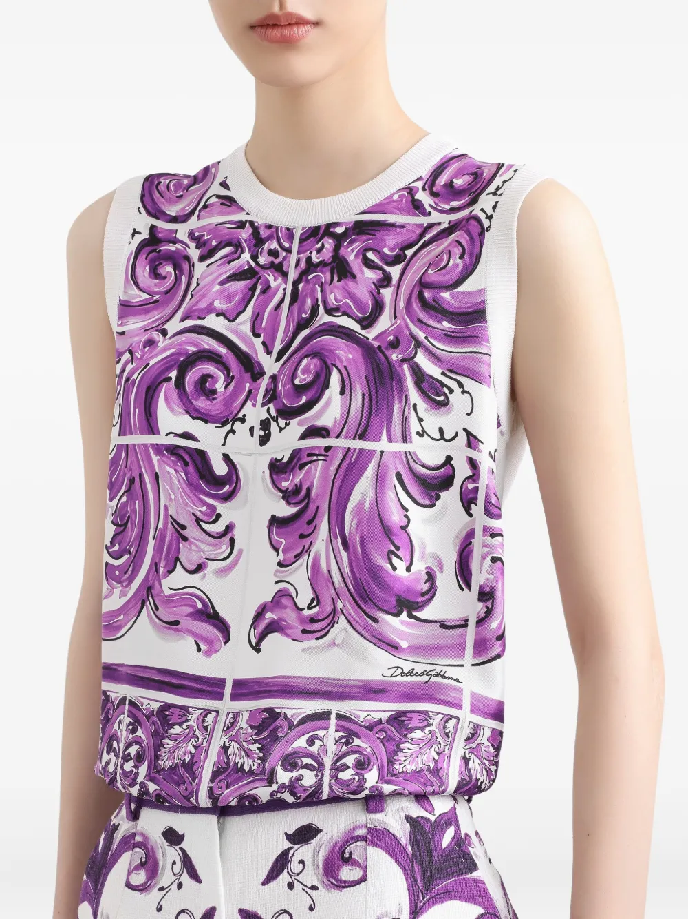 Dolce & Gabbana Top met Majolica-print Wit
