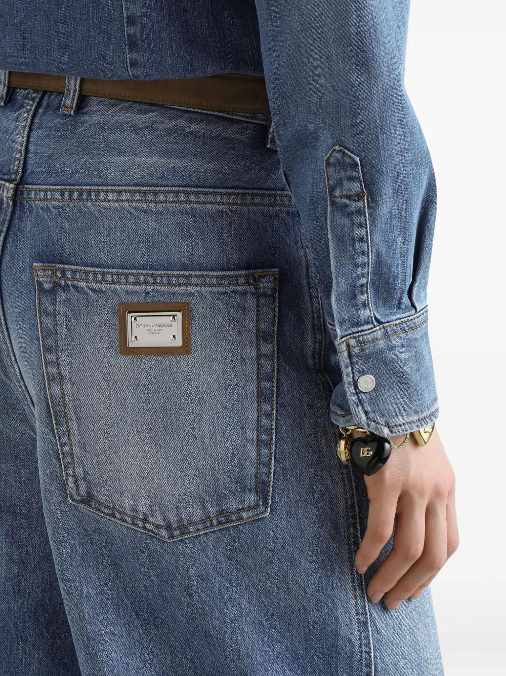 Dolce & Gabbana Jeans met logoplakkaat Blauw