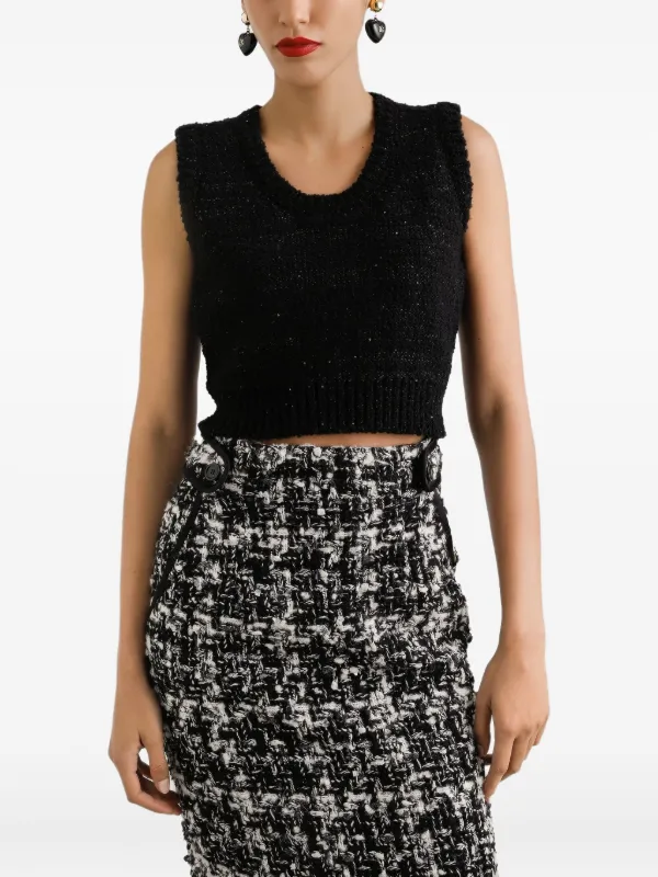 D&G Dolce & Gabbana スパンコール　タンクトップ　ブラック Dolce & Gabbana スパンコール タンクトップ | ブラック