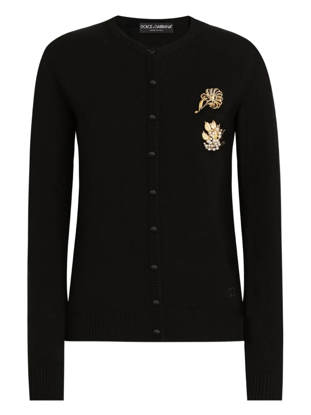 Dolce & Gabbana Embellished Button Cardigan In Black
