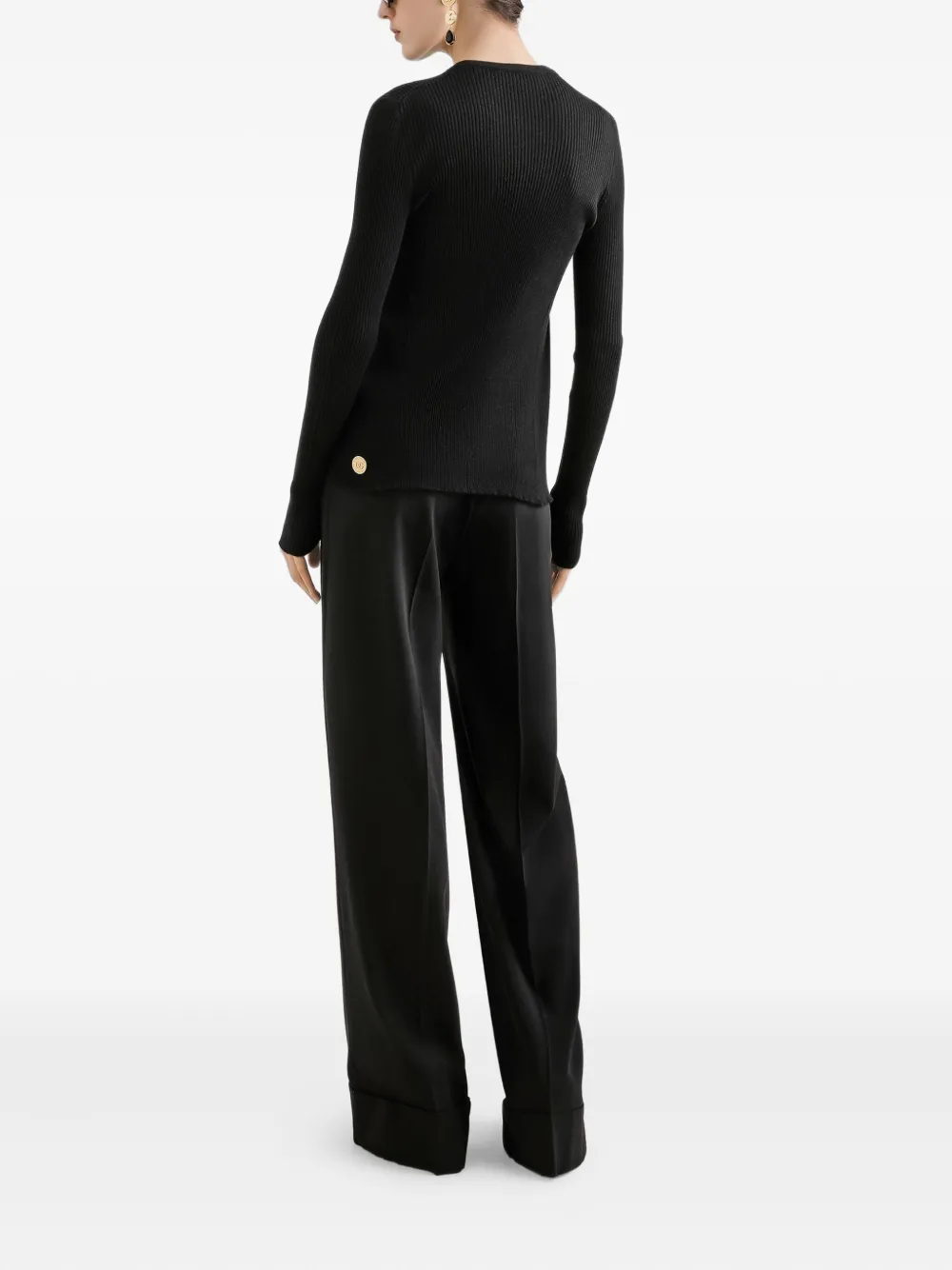 Dolce & Gabbana Long Sleeve Ribbed Knit Cardigan In Black