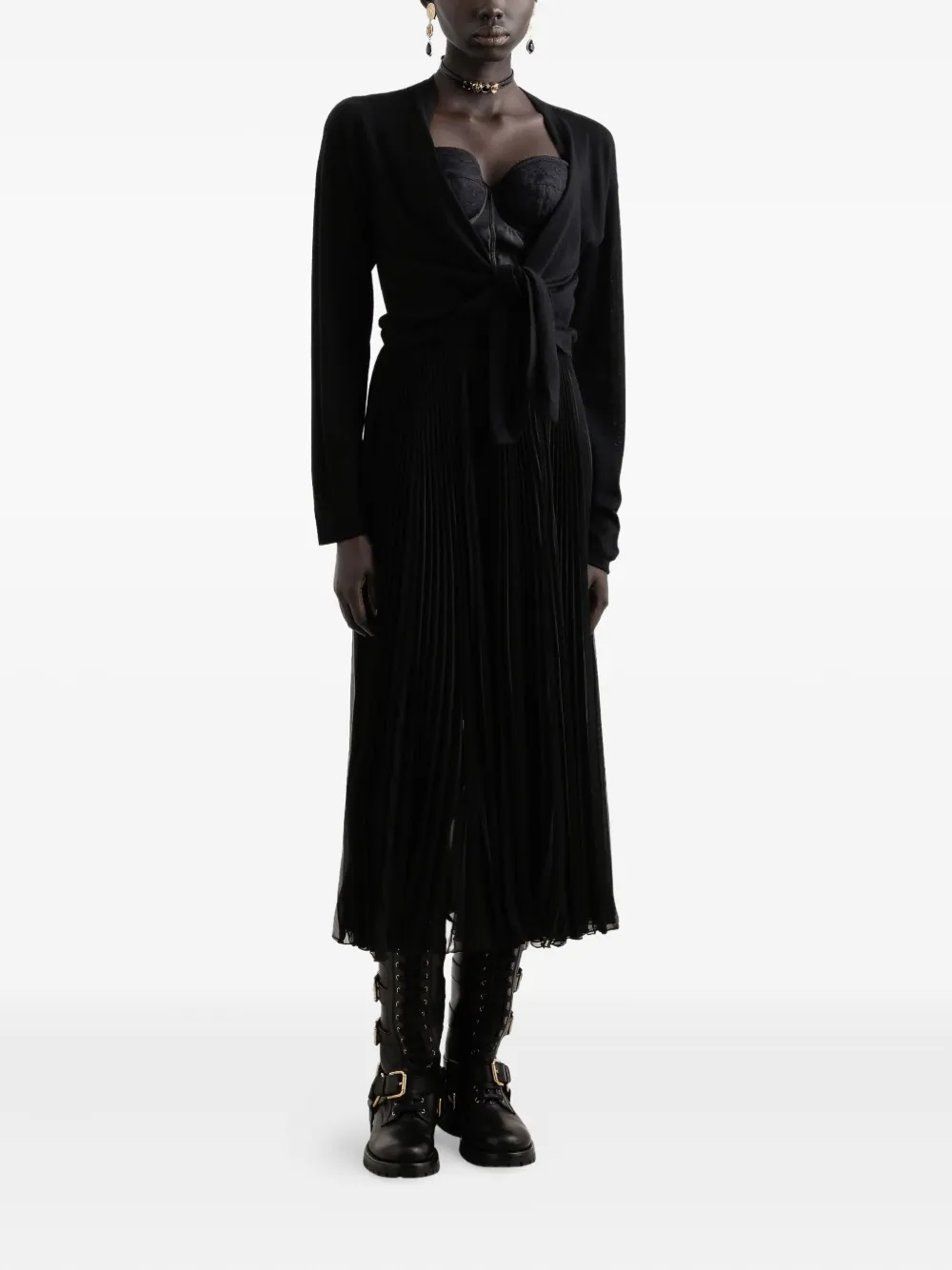 Dolce & Gabbana Knotted Long-sleeve Cardigan In Black