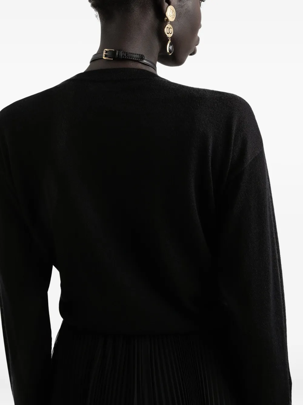 Dolce & Gabbana Knotted Long-sleeve Cardigan In Black
