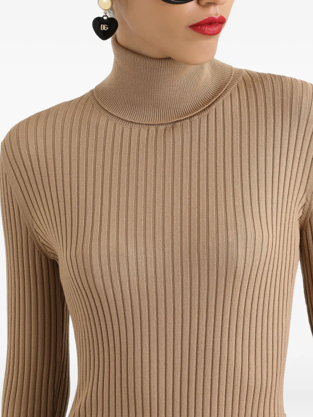 Dolce & Gabbana Geribbelde coltrui Beige