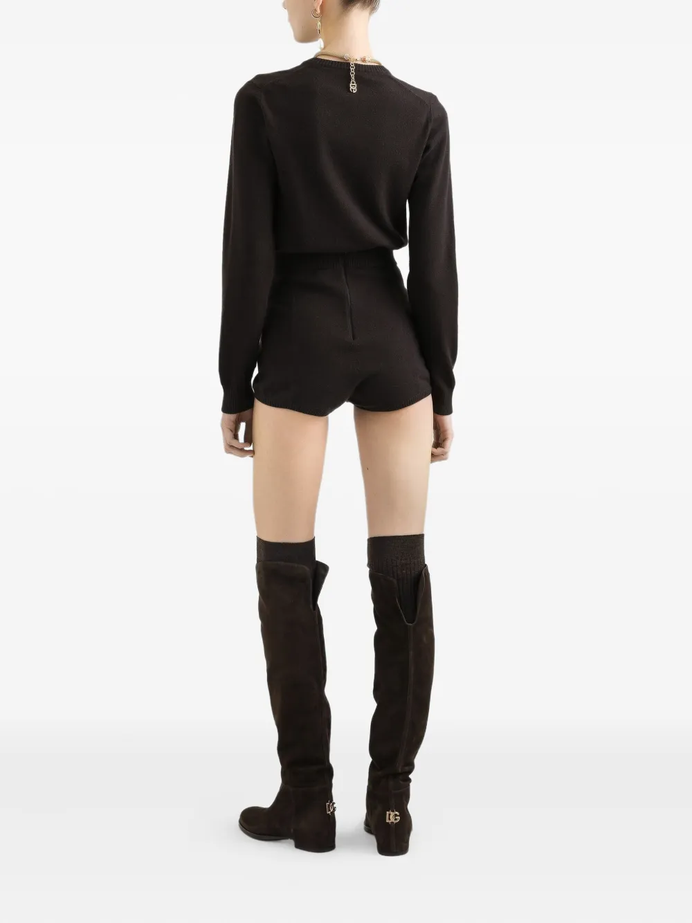 Dolce & Gabbana Cropped trui met ronde hals Bruin
