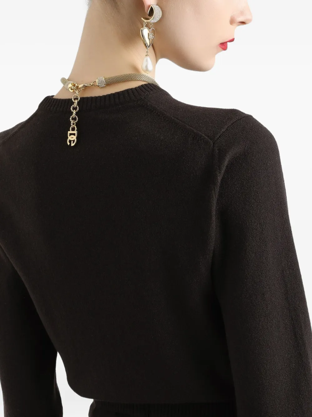 Dolce & Gabbana Cropped trui met ronde hals Bruin