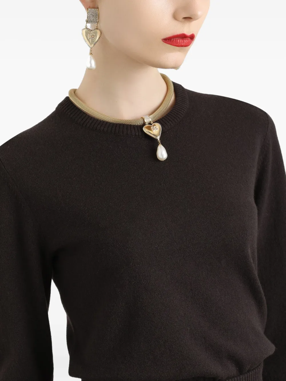 Dolce & Gabbana Cropped trui met ronde hals Bruin