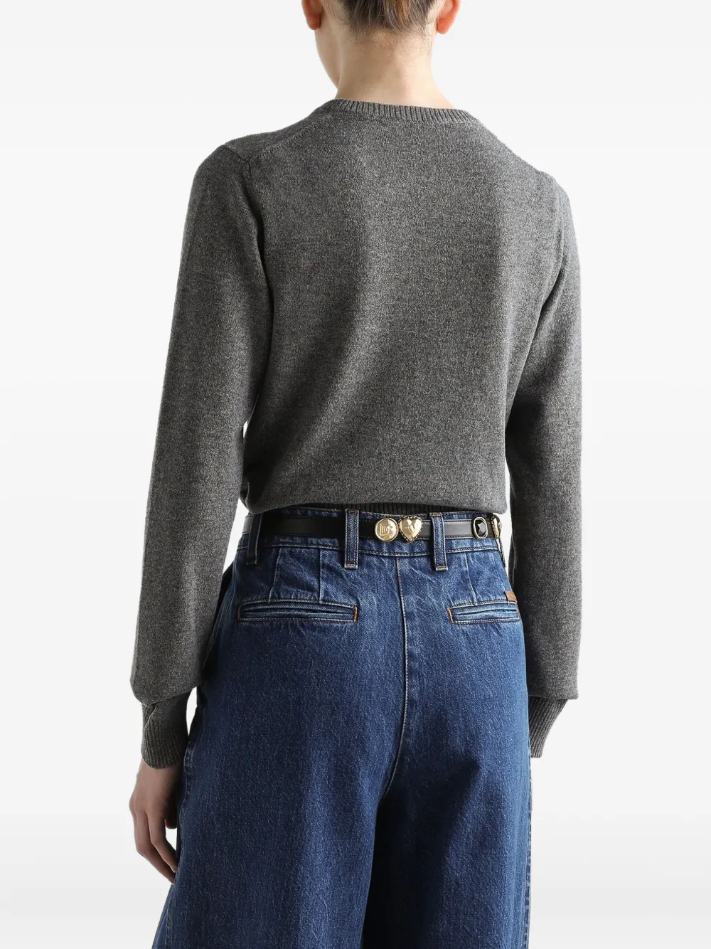 Dolce & Gabbana Cropped trui met ronde hals Grijs