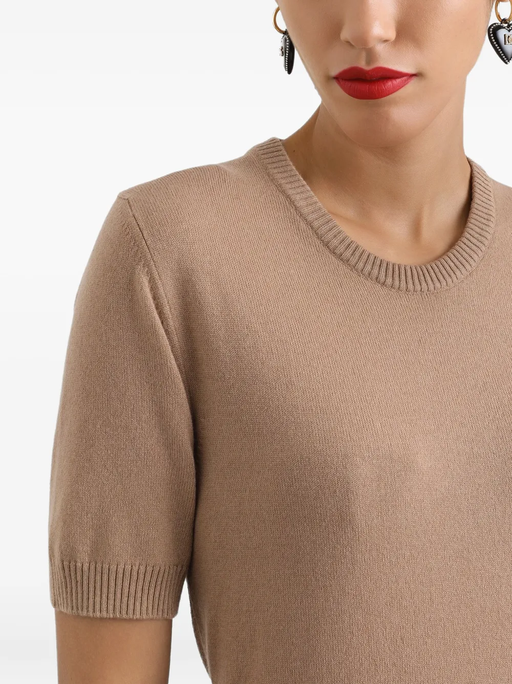Dolce & Gabbana Kasjmier trui met korte mouwen Bruin