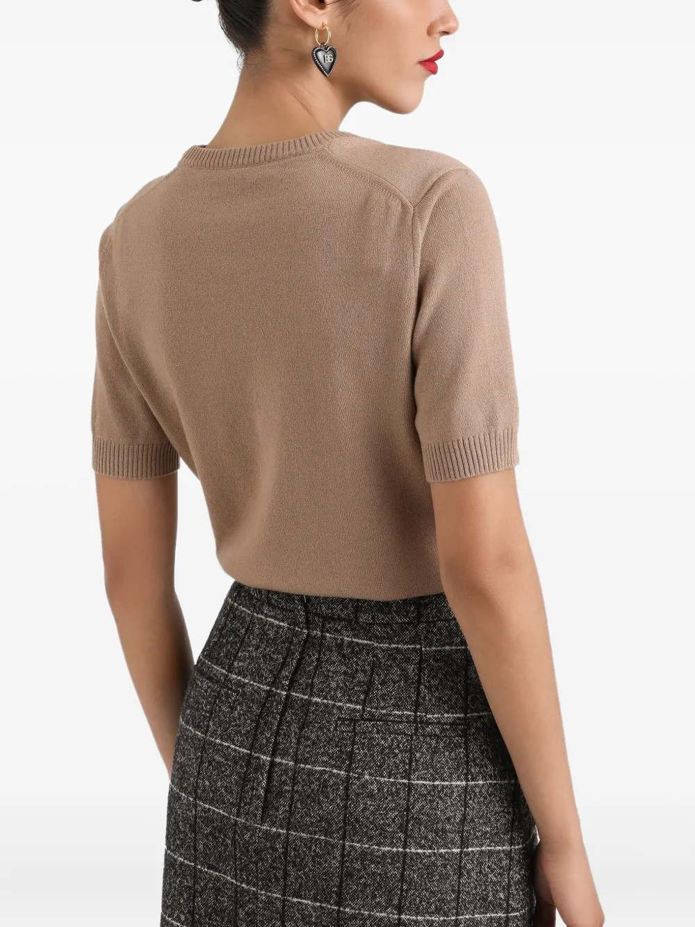 Dolce & Gabbana Kasjmier trui met korte mouwen Bruin