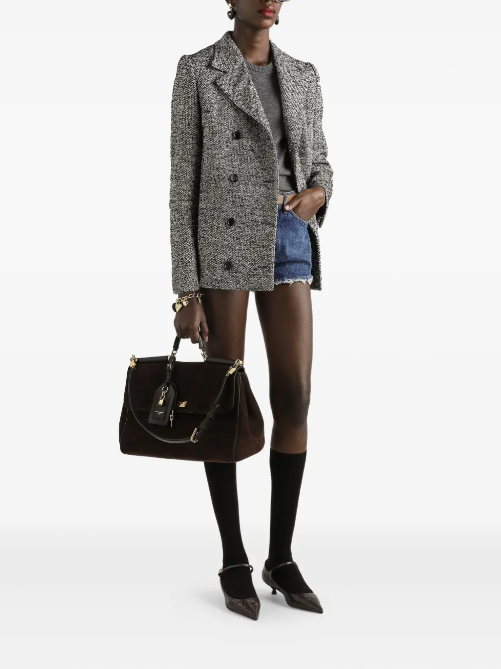 Dolce & Gabbana Kasjmier trui met korte mouwen Grijs