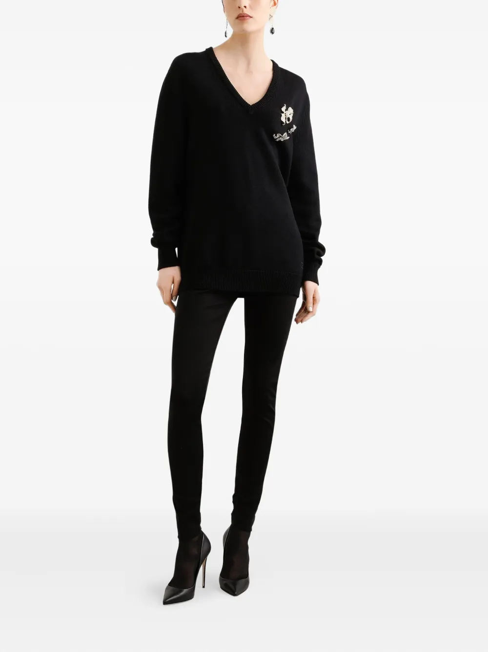 Dolce & Gabbana V-neck embroidered sweater | Knitted Sweaters | Image 2