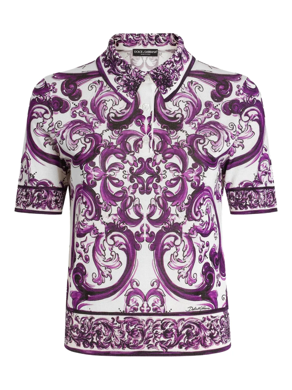 Dolce & Gabbana Zijden polotop met Majolica-print Wit