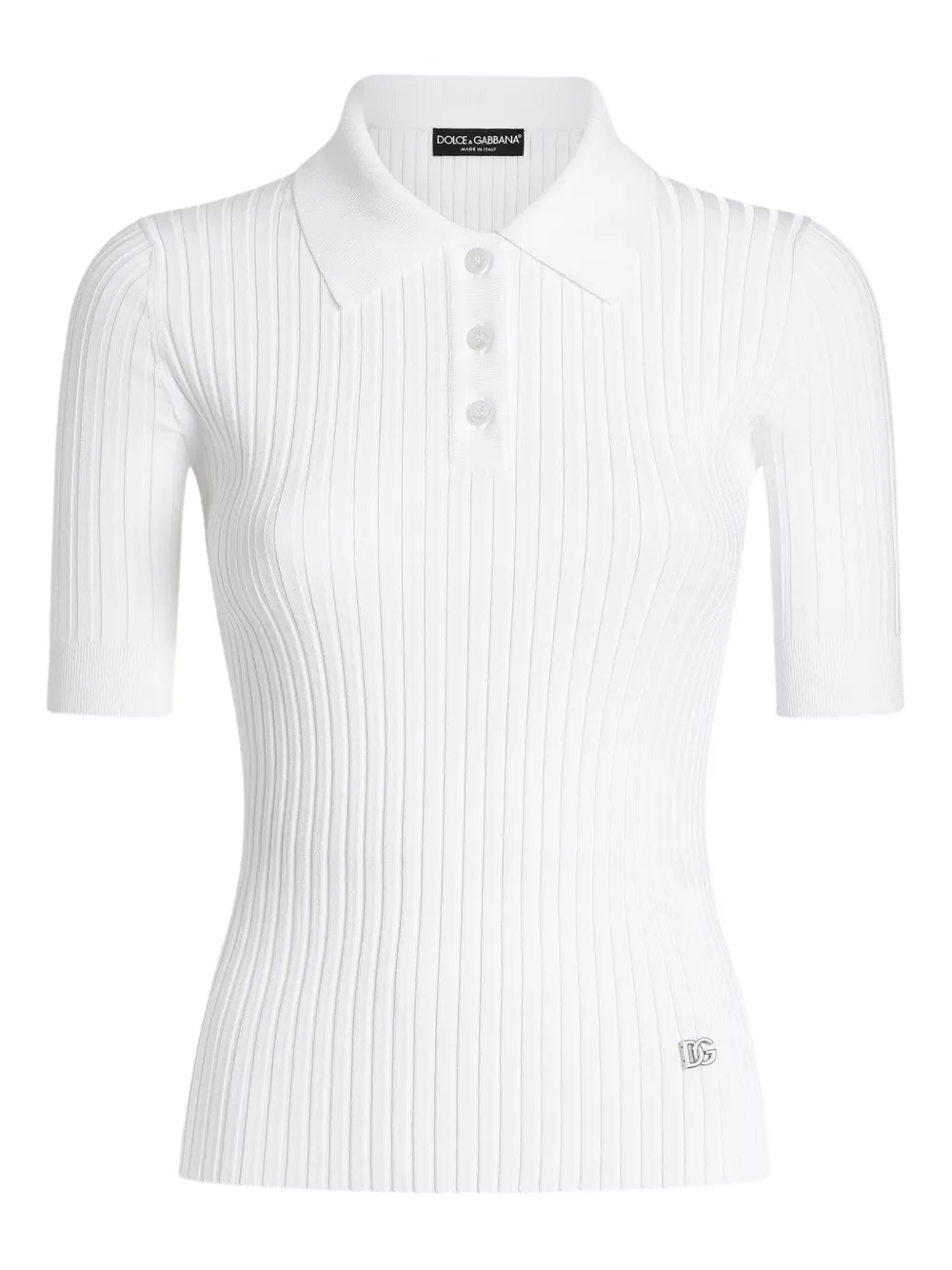 Dolce & Gabbana playera tipo polo tejida de canalé | blanco | Image 1