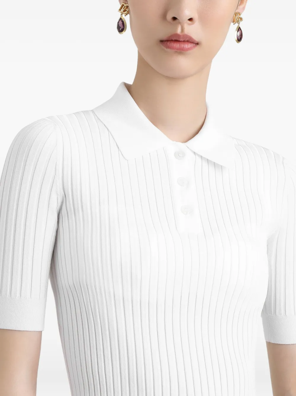 Dolce & Gabbana Geribbelde polotop Wit