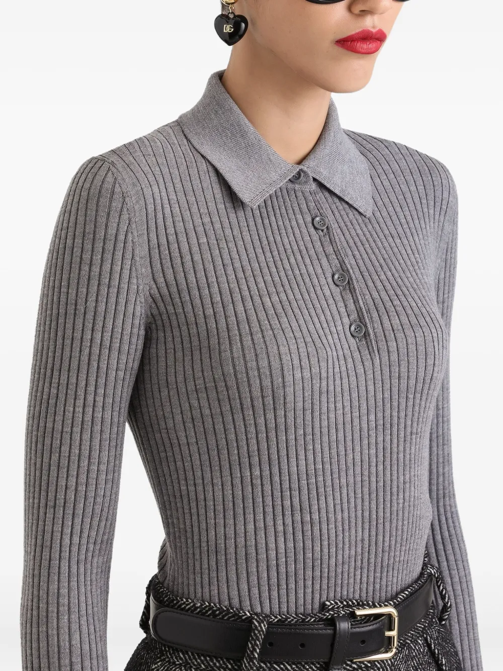 Dolce & Gabbana Geribbelde polotop Grijs