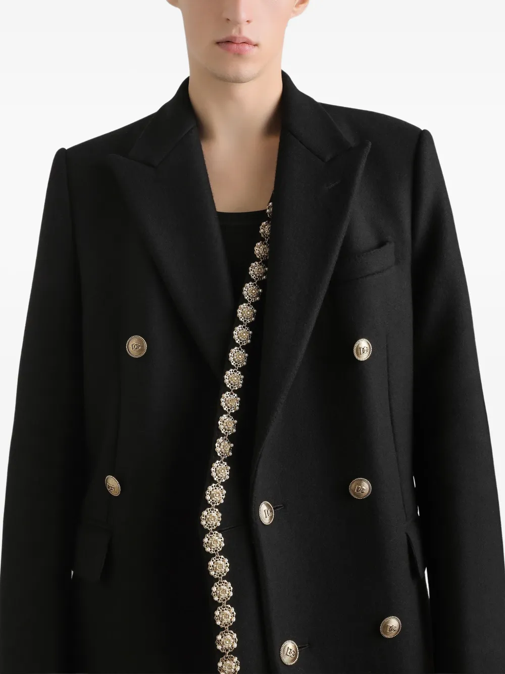 Dolce & Gabbana Jas met dubbele rij knopen en verfraaid detail Zwart