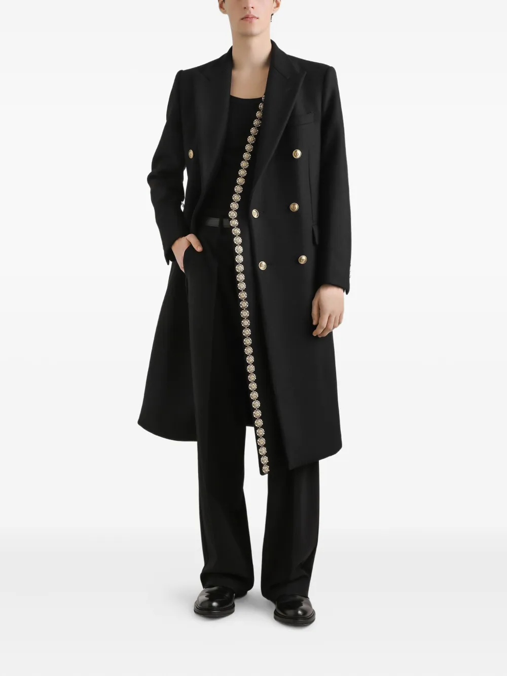 Dolce & Gabbana Jas met dubbele rij knopen en verfraaid detail Zwart