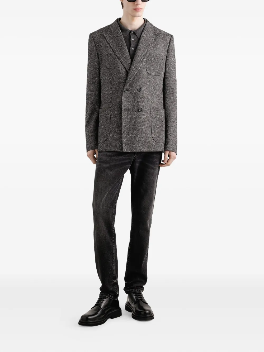 Dolce & Gabbana Jack met dubbele rij knopen en zak Grijs